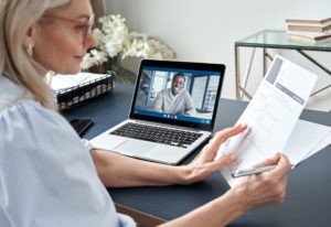 man and woman on video call